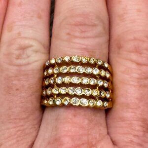 Gold and Crystal 4 Band Ring